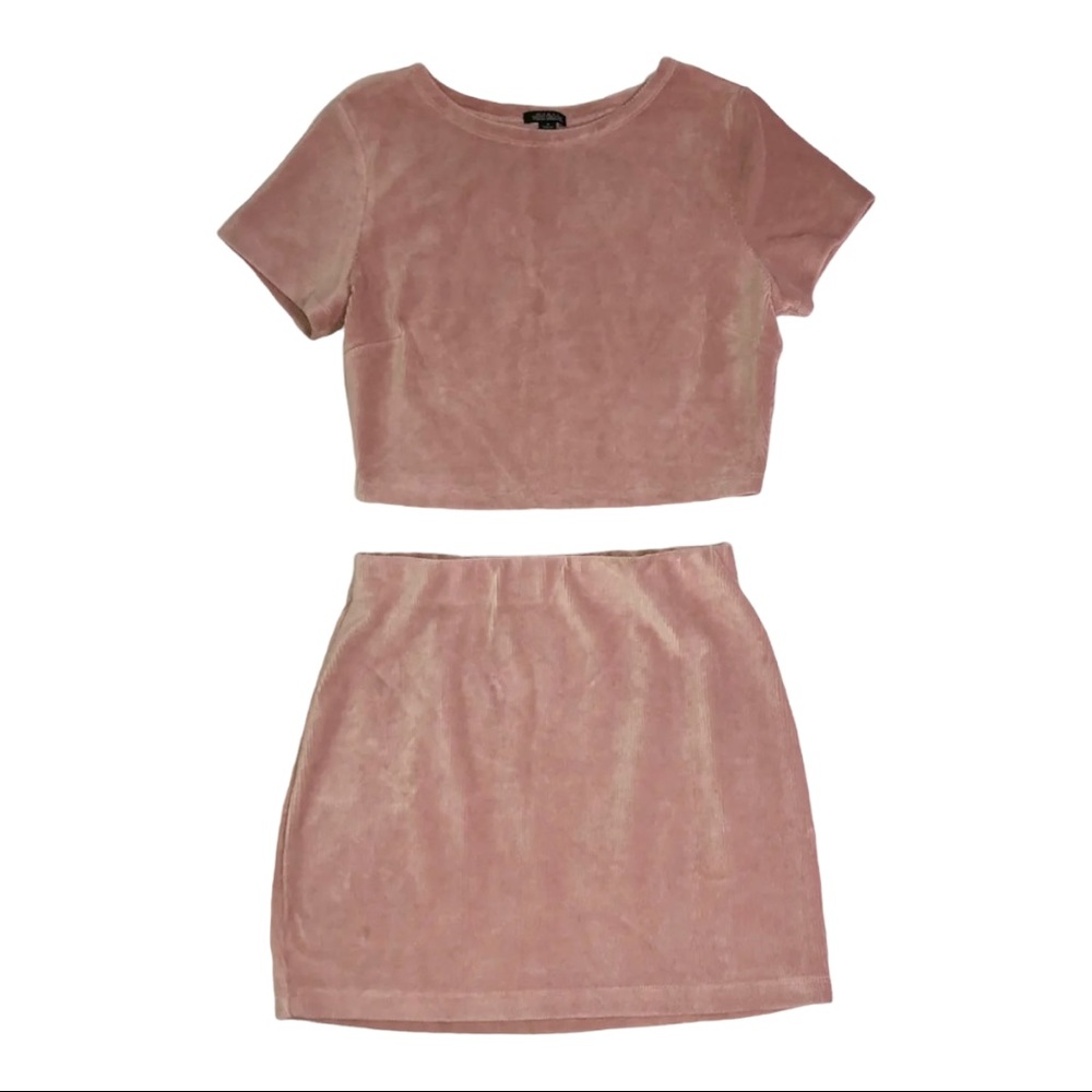 2 Piece Women’s Velour Corduroy Skirt Set Size Medium
